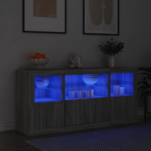 VidaXL Komoda z LED lučkami siva sonoma 142,5x37x67 cm Slike