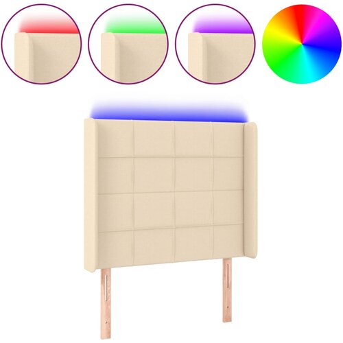  LED uzglavlje krem 93 x 16 x 118/128 cm od tkanine Slike