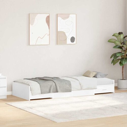 VidaXL s uzglavljem s ladicama Bijelo 100 x 200 cm Konstruirano drvo Slike