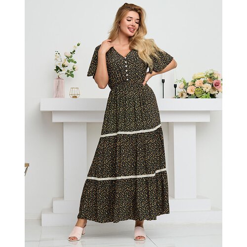 Resti Women's black flared floral maxi dress - Clothing Cijene