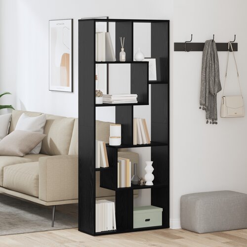 VidaXL Knjižna polica Room Divider Črna hrast 67x25x161.5 cm Inženirski les Slike