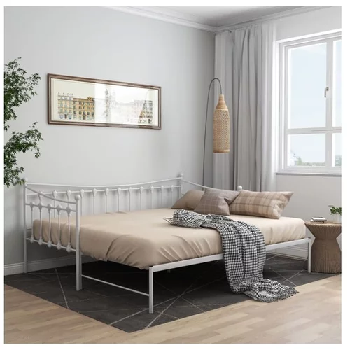  Izvlečni posteljni okvir bel iz kovine 90x200 cm