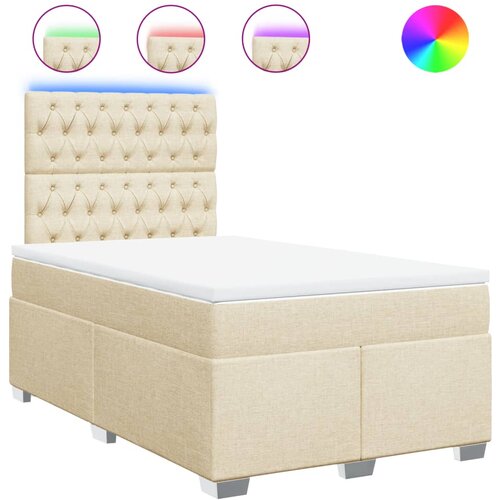 vidaXL Box spring postelja z vzmetnico krem 120x190 cm blago, (21321282) Cene
