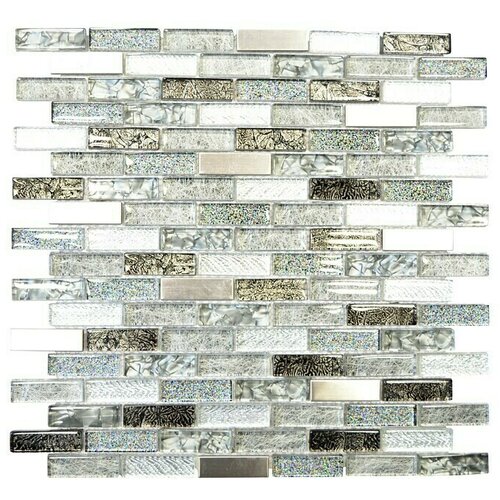 Mix Mozaik plo&amp;scaron;čice Crystal Mix XCM IL017 (29,8 x 30,4 cm, siva/črna, sijaj) Slike