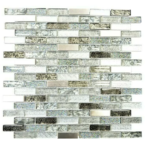 Mix Mozaik ploščice Crystal Mix XCM IL017 (29,8 x 30,4 cm, siva/črna, sijaj)