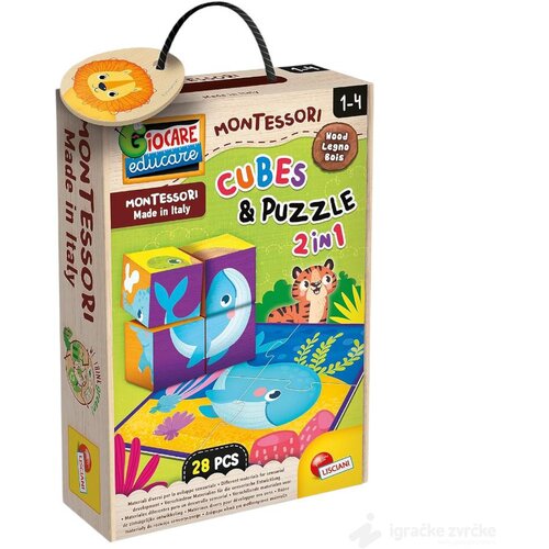 Lisciani montesori drvena slagalica CUBES AND PUZZLE 28pcs Slike