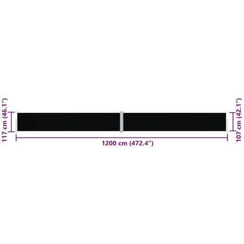 VidaXL Uvlačiva bočna tenda crna 117 x 1200 cm Slike