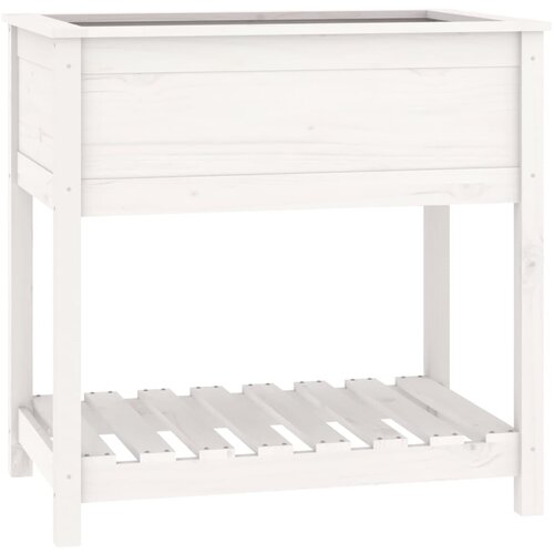 Maison Chic Visoka greda - Greda - Cvetlični Lonec s polico bela 82,5x54x81 cm trdna borovina, (21790455) Cene