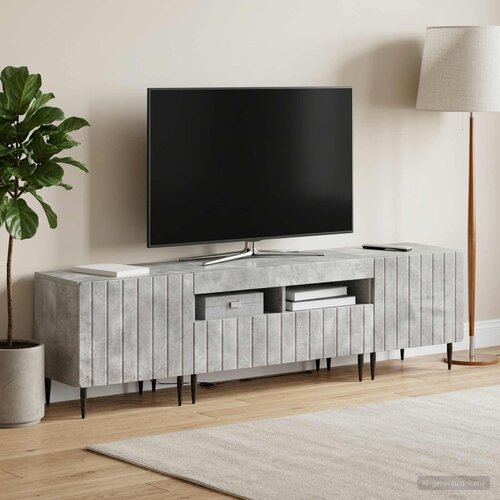  3-dijelni LED TV kabinet ZWOLLE Betonska siva Konstruirano drvo Slike