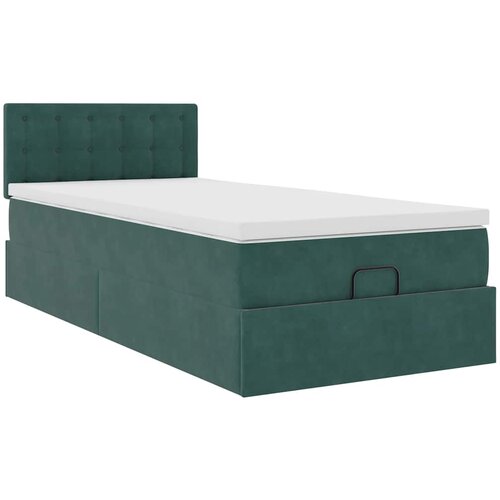 vidaXL Otomanski posteljni okvir z vzmetnico zelen 90x190 cm žamet, (21607289) Cene