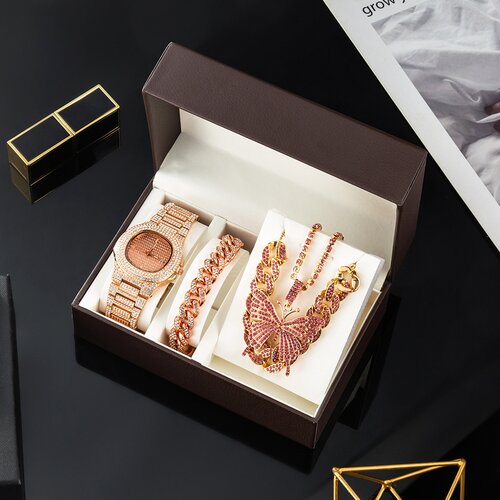  ženski komplet cuban butterfly rose gold Slike