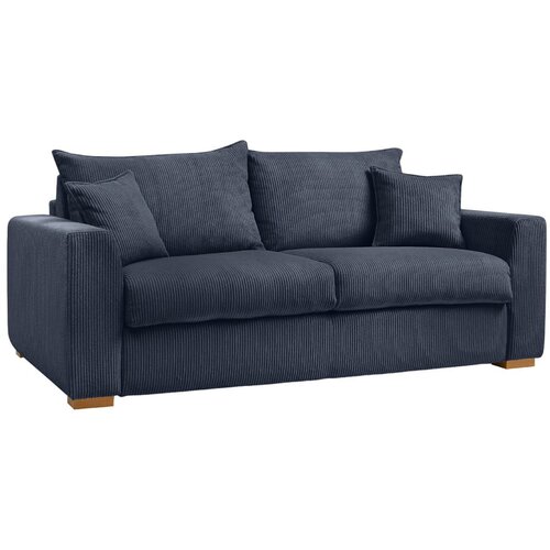 Bobochic Paris Temno modra raztegljiva sedežna garnitura iz rebrastega žameta 225 cm Augustin &amp;ndash; Slike