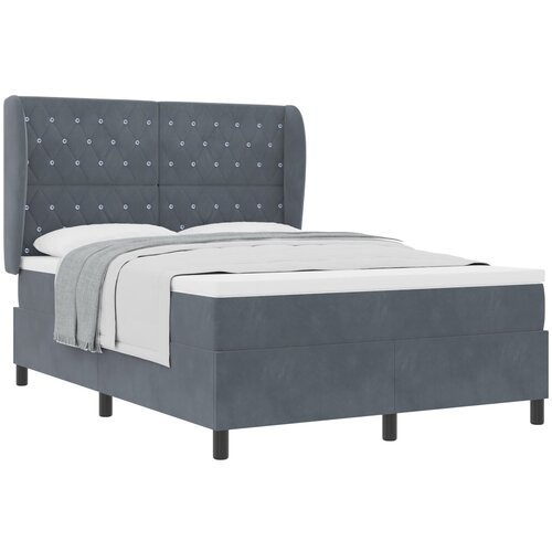 VidaXL Krevet s podnicom i madracem tamno sivi 140x190 cm bar&amp;scaron;un Slike
