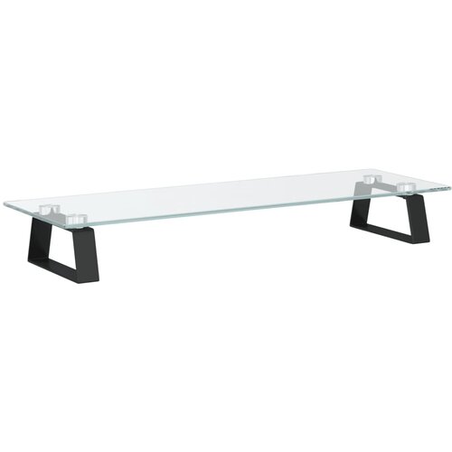  Stalak za monitor crni 60x20x8 cm kaljeno staklo i metal Slike