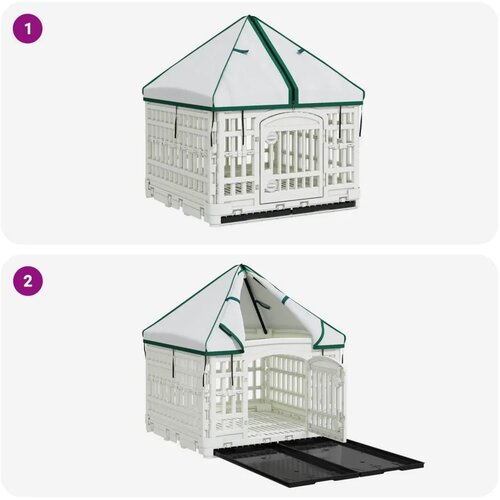  4-panelna pasja igralna ograja s streho 122 x 106,5 x 82 cm Slike