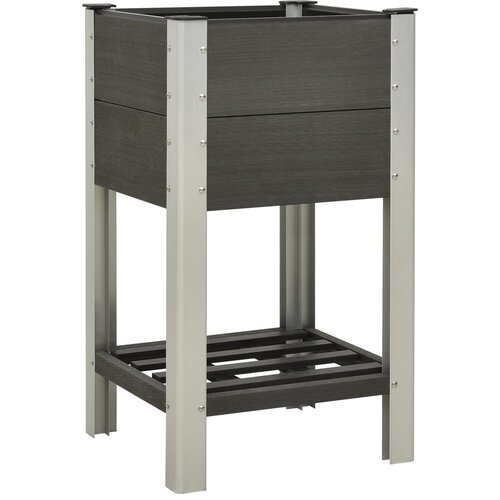 vidaXL Visoka greda s polico 50x50x90 cm WPC siva Cene