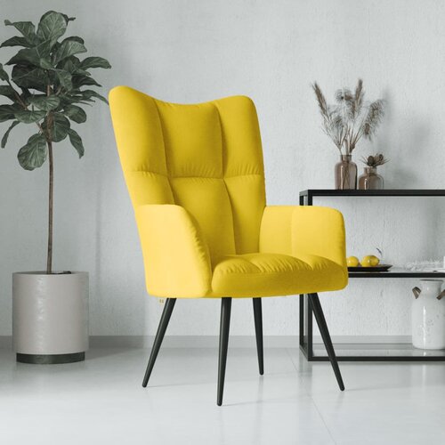 The Living Store Stol za sproščanje gorčično rumen žamet - Stol Za Sproščanje, (21485297) Cene