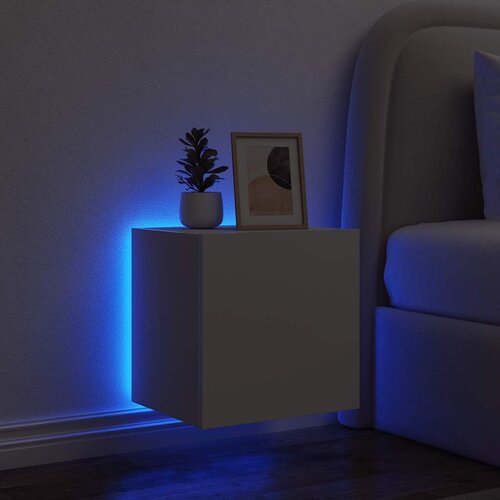  Zidni TV ormarić s LED svjetlima bijeli 40,5 x 35 x 40 cm Slike