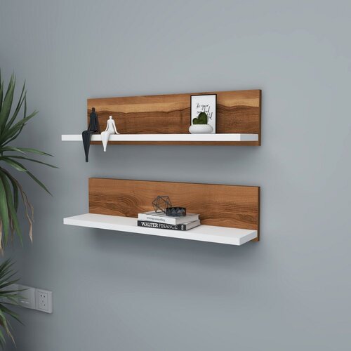 Woody Fashion Shelf - Walnut, White WalnutWhite Wall Shelf Slike