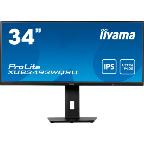 Iiyama Monitor XUB3493WQSU-B5 34” IPS 3440 x 1440 @75Hz 21:9, 400 cd/m², 4ms, 1000:1, HDMI, DP, USB, height, swivel, tilt, HDCP