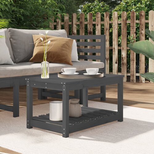 The Living Store Vrtna miza siva 82,5x50,5x45 cm trdna borovina - Vrtna Miza, (21467897) Slike