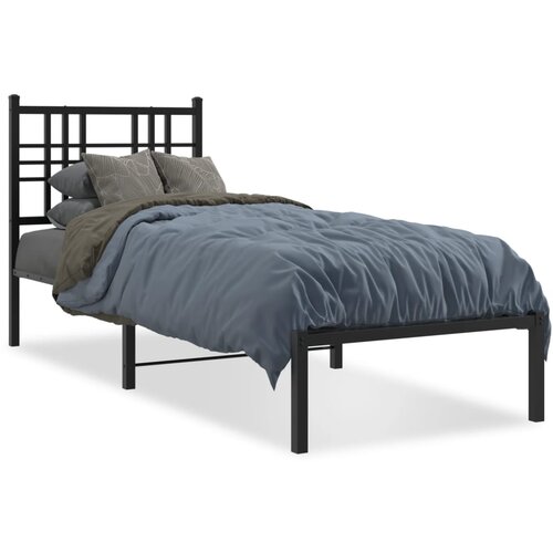 vidaXL Metalni okvir za krevet s uzglavljem crni 75x190 cm Cene