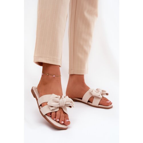 Boto Flat Ladies Slippers With Bow Beige Tobin Cijene