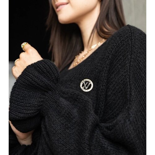  Black long oversized sweater with ruched sleeves Najeta Slike