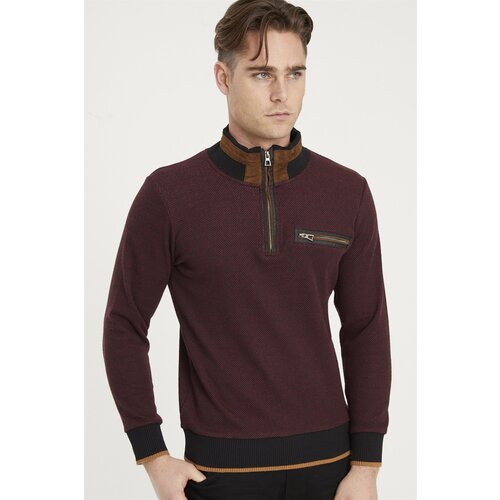 Dewberry 1039 MENS SWEATSHIRT-BLACK-BURGUNDY Slike