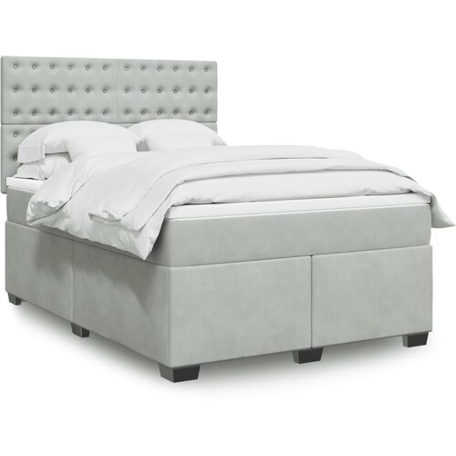  The Living Store Box spring postelja z vzmetnico svetlo siva 140x200 cm žamet - Box Spring Postelja, (21458051) Slike