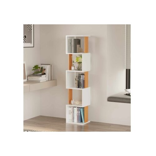 Hanah home Polica za knjige Milan White Natural Cene