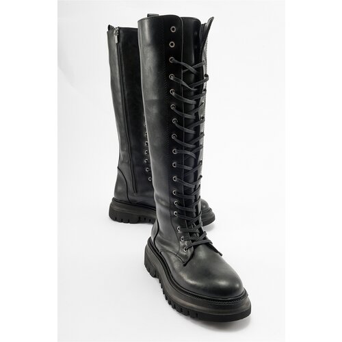 LuviShoes PEGOS Black Lace-Up Zippered Women's Boots Slike