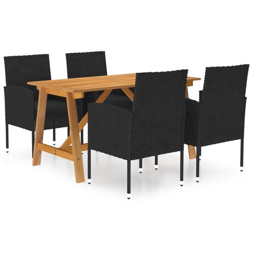  5-dijelni vrtni blagovaonski set crni Cijene