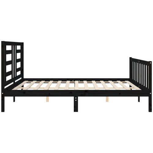  Okvir za krevet s uzglavljem crni 200 x 200 cm od masivnog drva Slike