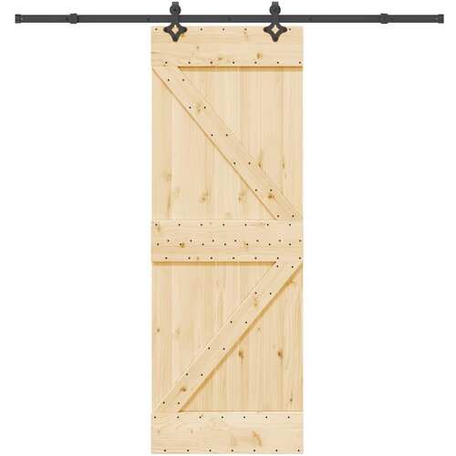 VidaXL Drsna vrata s kompletom vodil 70x210 cm trdna borovina Slike