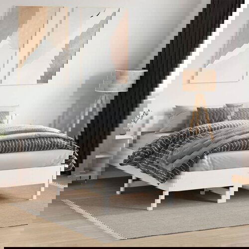 Furnova Posteljni okvir brez vzmetnice bel 140x190 cm trdna borovina, (21938968) Slike