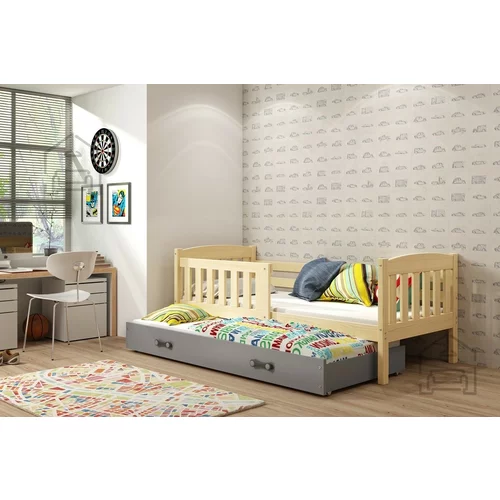 BMS Group Otroška postelja Kubus z dodatnim ležiščem - 90x200 cm - bor/grafit