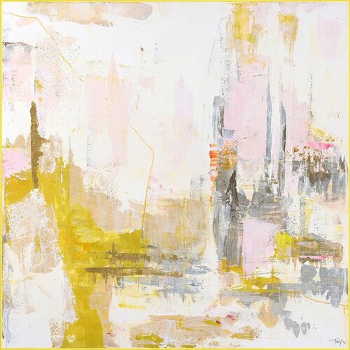 Malerifabrikken Tiskana/s ručno oslikanim elementima slika s okvirom/na platnu 102x102 cm New Age Yellow &ndash; Cijene