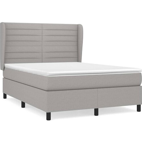  Krevet s oprugama i madracem svjetlosivi 140x190 cm od tkanine Slike