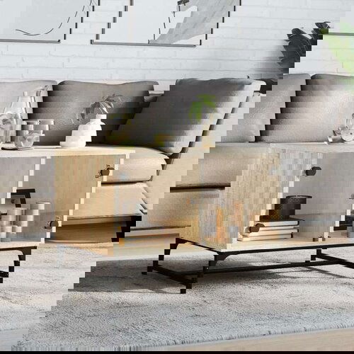  Stolić za kavu sa staklenim vratima boja hrasta 68 5x50x50 cm Slike