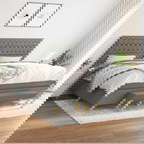 vidaXL Okvir kreveta s oprugama i madrac svjetlosivi 180x200cm tkanina Cijene