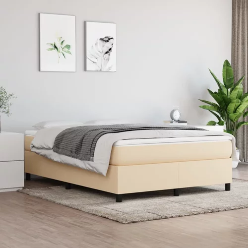 vidaXL Okvir za krevet s oprugama krem 140 x 190 cm od tkanine