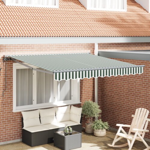  Skrovita tenda Zelena i bijela 350x250 cm Poliester i metal Cene
