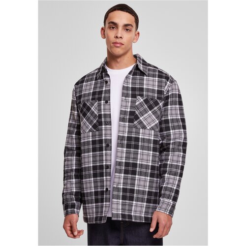 Urban Classics Padded plaid shirt jacket black/white Cene