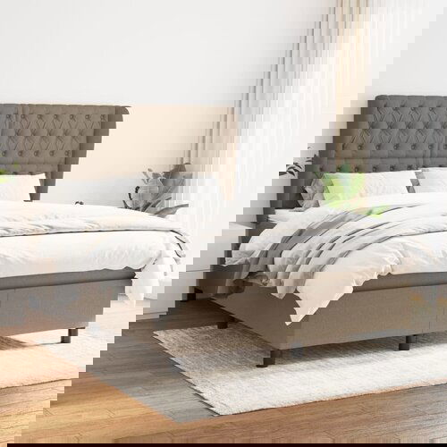  The Living Store Box spring postelja z vzmetnico taupe 140x190 cm blago - Box Spring Postelja, (21499480) Cene