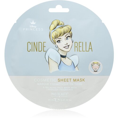 Mad Beauty Disney Princess Cinderella pomirjevalna tekstilna maska z vonjem sivke 25 ml Slike