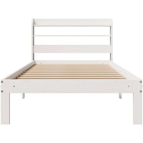 VidaXL Okvir kreveta s uzglavljem bijeli 75x190 cm od borovine Slike