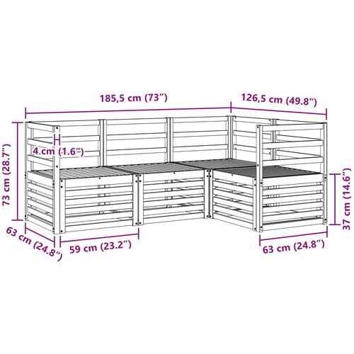  Setovi sofa 4 pcs Prirodna Čvrsto drvo akacije Slike