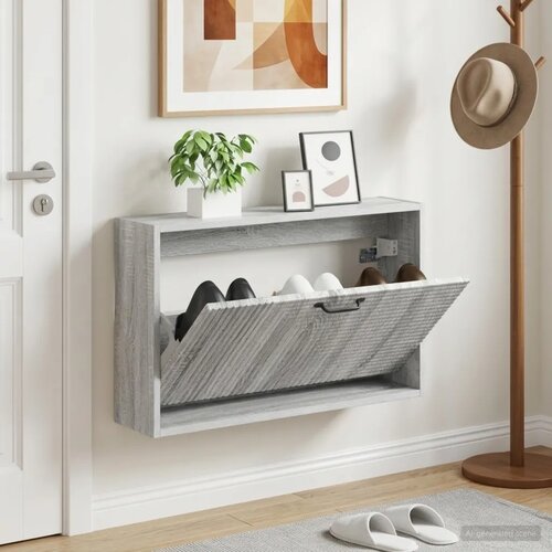  Ormar za cipele na zidu HAARLEM 71 x 17 x 43 cm Siva Sonoma - Siva Sonoma Cijene