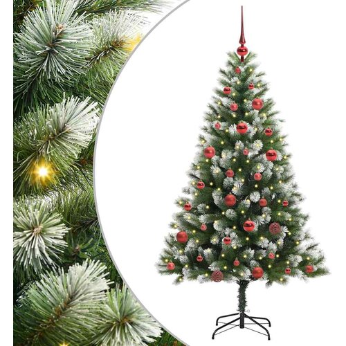  Umjetna jelka s pantenom i pahuljicama Zelena i bijela 150 cm Slike